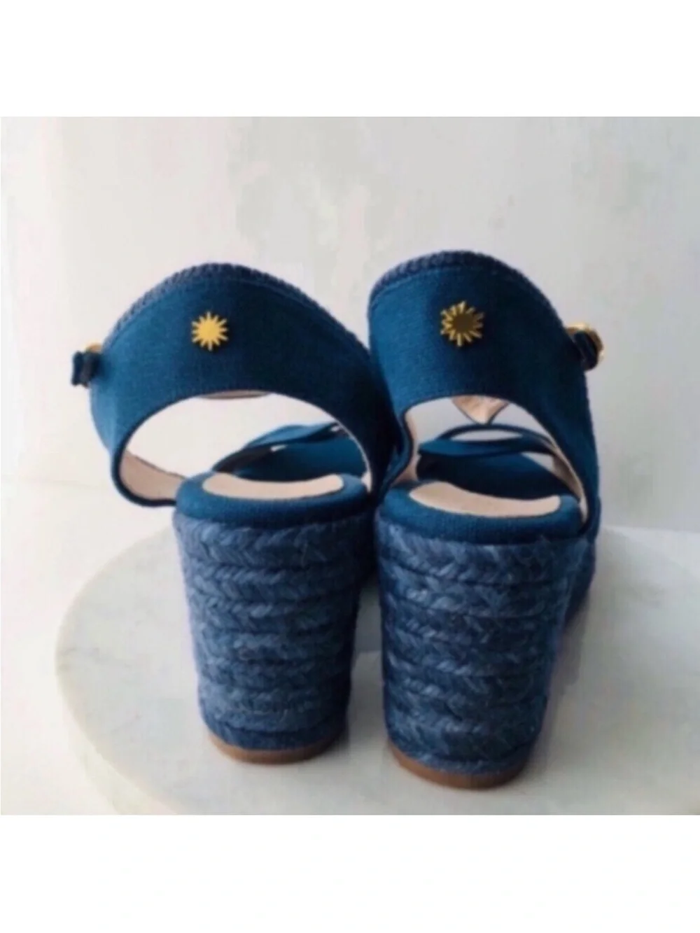 STUART WEITZMAN Wedge Espadrille - MIRELLA Navy Blue Wedge Espadrille Sandals